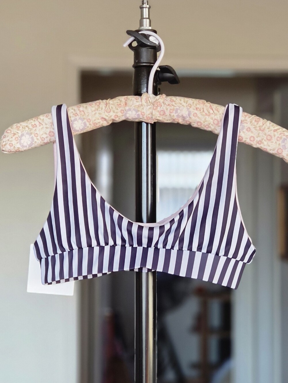 Kulani Kinis Striped Black and White Bikini Top NWT